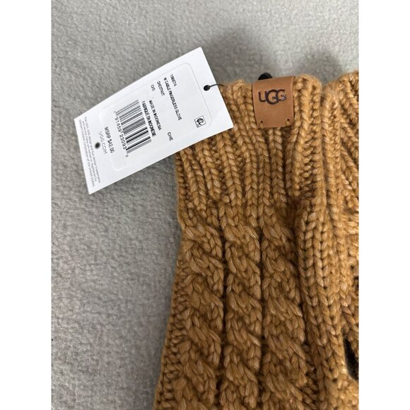UGG Women's Cable Knit Fingerless Gloves One Size Chestnut Brown New With Tag's - Picture 4 of 6